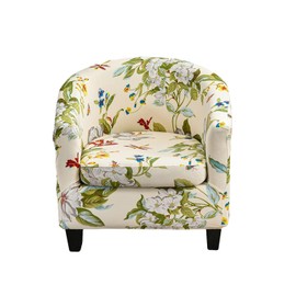CRFATOP 2 Piece Club Chair Slipcover Printed Tub Chair Slipcover Armchair Covers Soft Printed Round Barrel Chair Covers Couch Covers with Elastic Bottom for Bar Counter Living Room,01