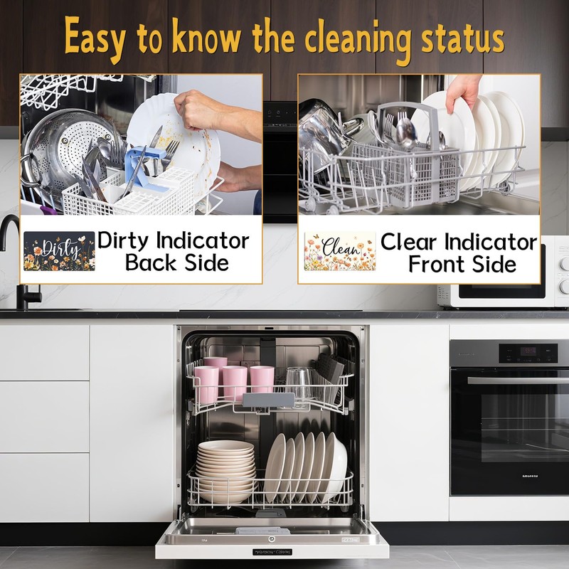 Cosmisun Clean Dirty Dishwasher Magnet - Wildflower Clean Dirty Sign