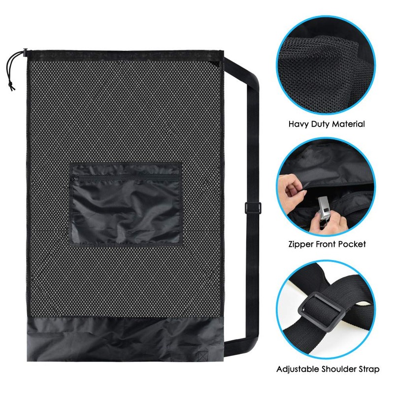 BROTOU Extra Large Drawstring Mesh Bag for Balls, Waterproof Storage