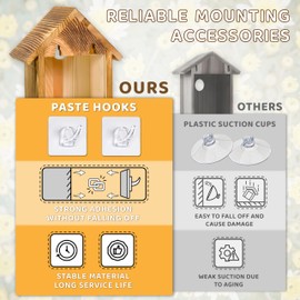 Window Bird Houses for Outside with 2 Powerful Hooks, Clear Window Bird House for Viewing Inside, Hanging Wooden Birdhouses to Paint for Outdoors, Bird Nesting Box for Bluebird Finch Chickadee