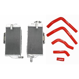 Aluminum Radiator + Silicone hose for 2005-2007 Honda CR125R CR125 CR 125 R 2006 05 06 07 (Red)