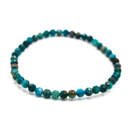 Taddart Minerals Natural Apatite Gemstone Blue Bracelet with 4mm Faceted Beads on Elastic Nylon Thread - Handmade, Rubber