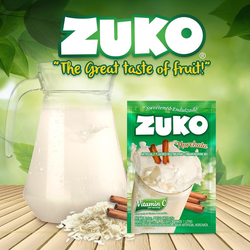 Zuko Horchata Powdered Drink Mix, No Added Sugar Needed, 48