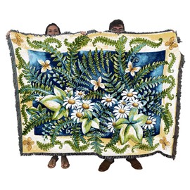 Pure Country Weavers Ferns Blanket by Elena Vladykina - Garden Floral Gift Tapestry Throw Woven from Cotton - Made in The USA (72x54)