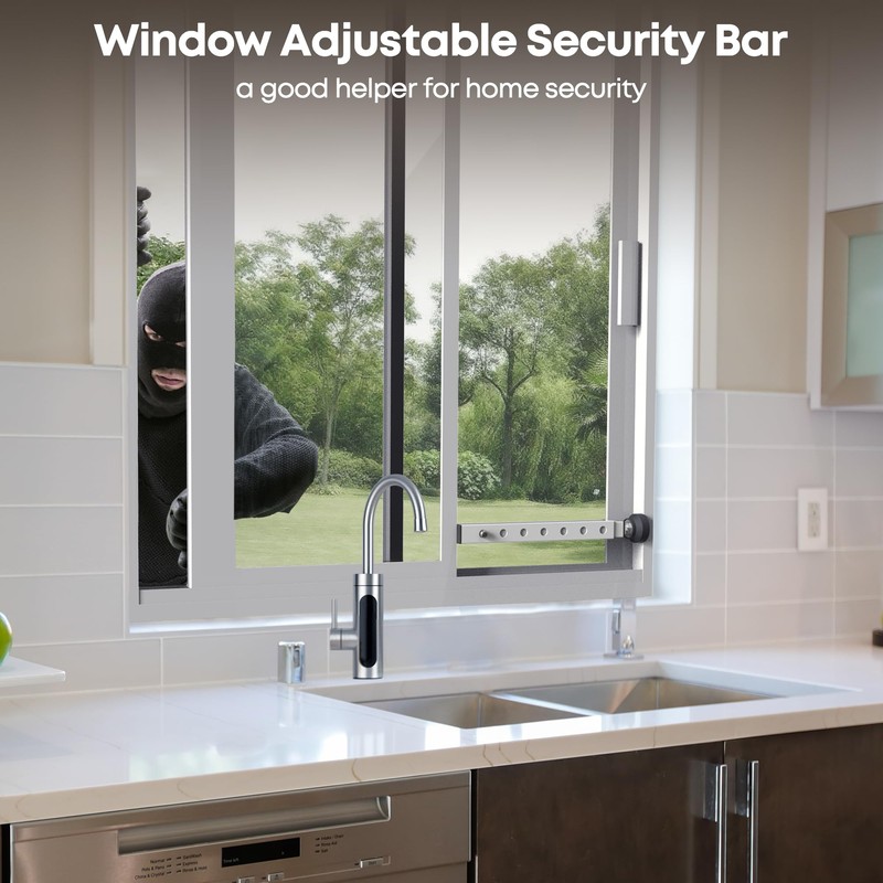 WooFog（Short）Window Security Bar Adjustable, Window Bars Security Inside, Window Lock