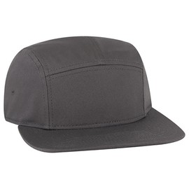 Ashen Fane 5 Panel Superior Cotton Twill Square Flat Visor Snapback Camper Hat, Charcoal Grey