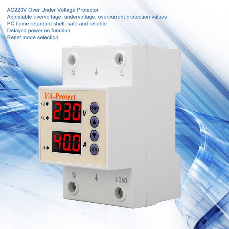 AC220V Over Under Voltage Protector Self Recovery Adjustable Home Leakage