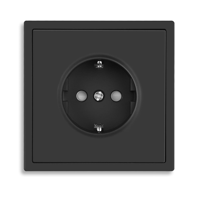 CNBINGO Single Socket Black Matt 1 Way Socket Flush-Mounted Schuko