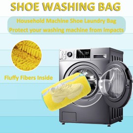 2Pcs Laundry Shoe Bag Shoe Washing Bag for Washing Machine and Dryer, Shoe Cleaning Bag (Yellow-2Pcs)