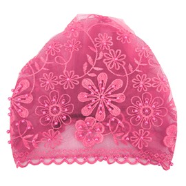 Turban Fashionable Beautiful Unique Retractable Muslim Embroidered Beading Female Hat GiftDark Pink