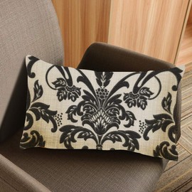 Nicokee Throw Pillow Cover Black and White Floral Pattern Decorative Pillow Case Home Decor 20x12 Inches Pillowcase