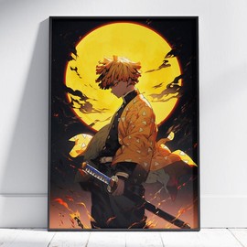 Zenitsu Demon Slayer Poster, Kimetsu no Yaiba Anime Manga Dimensional Infinity Fortress Anime Posters - Size: 24x36" (36x24")