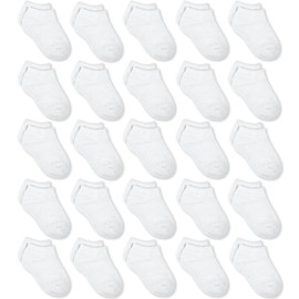 GENTABY Jungen Mädchen Socken - Unisex Kleinkind Weiß Low Cut Socken - 25 Paar für 7-10 Jahre Kleinkind Neugeborene Schule Strapazierfähige Socken Sport
