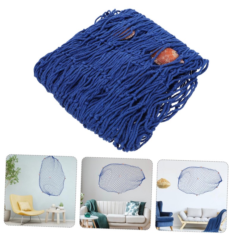 Kisangel Decorative Wall Hanging Fishing Net Mediterranean Cotton Photo Props