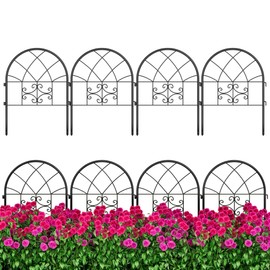 Decorative Garden Fence Panels 4-Pack, 20"x26" Black Metal Arched Border for Flower Bed Edging, Rustproof No-Dig Animal Barrier for Dogs, Rabbits, Patio & Yard Outdoor Decor