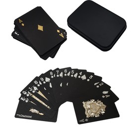 54 Playing Cards with Custom Case Plastic Waterproof Design Magic Poker Party (Black)