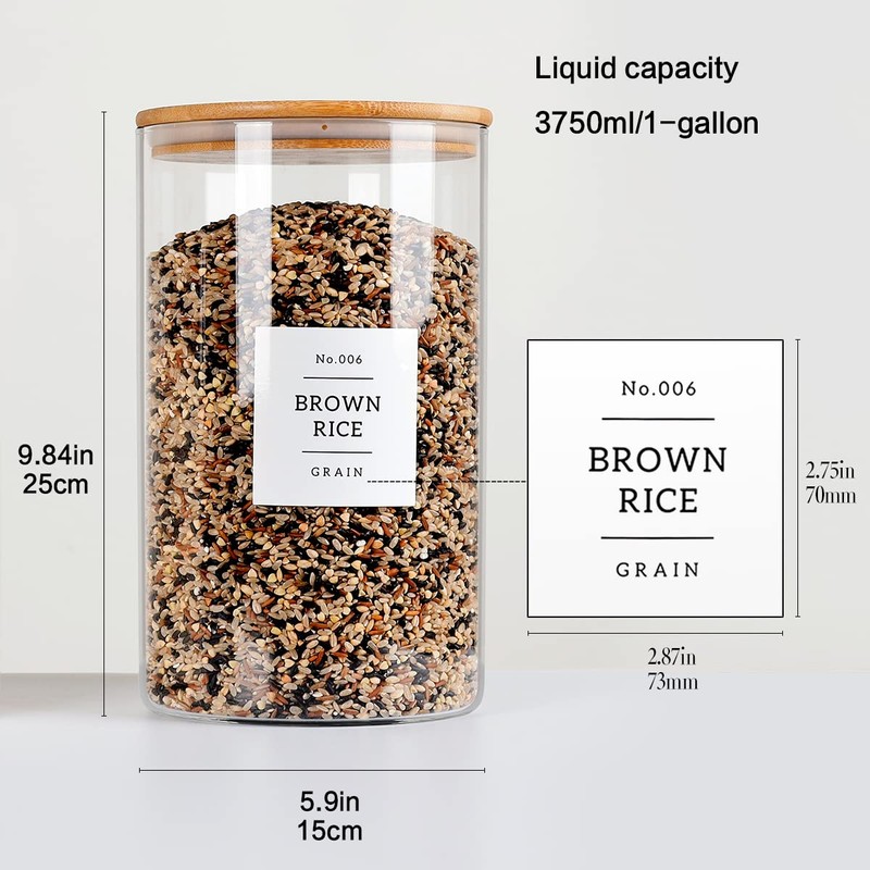 HHMJSM 1 Gallon Large Glass Food Storage Containers With Airtight