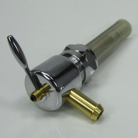 Chrome 1975-2006 Harley Davidson 22mm Filtered HI-FLOW Petcock RIGHT 90 Fuel Outlet Shut Off Valve - For Use with 3/8" ID Fuel Hose - Replaces HD Part # 62168-81 - Motorcycle Chopper Bobber