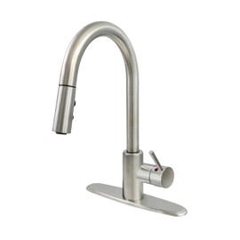 Highcraft Kitchen Faucet with Pull Down Sprayer, High Arc Kitchen Sink Faucet Single Handle for 1 Hole or 3 Hole, Single Hole Faucet Integrated Supply Lines Included (Stainless Steel)