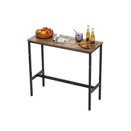 VEVOR Bar Table, Sturdy Metal Frame High Top Pub Table, Narrow Long Kitchen Dining, Cocktail Counter Bar Height Desk, Easy to Assemble,39x16x35.5 in, for Living Room Party, Rustic Brown and Black