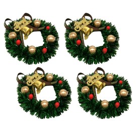 4Pcs Mini Christmas Wreaths, Dollhouse Miniature Christmas Wreaths Decoration Crafts Model Making Wreaths Ornaments for Holiday Festival