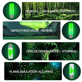 Sunlight Forest - LED Flame Effect Light Bulb - E26 E27 4 Modes with Upside Down Effect Simulated Atmosphere Lighting for Christmas Gift Lights Outdoor Indoor Party Decoration (Green)