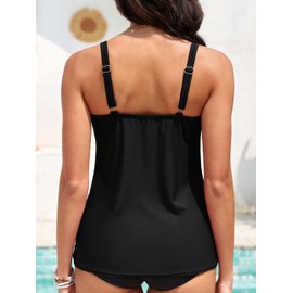 Actglow Women's Flowy Tankini Tops Only - Modest Bathing Suit Loose Fit Plus Size Swimsuits Swim Tops for Women 2025 (No Bottom) Black 20W