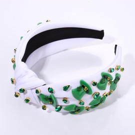 boderier St.Patrick's Day Headband for Women Green Irish Top Hat Crystal Embellished Knotted Headband Green Day Party Costume Headwear Accessories Gifts (Top Hat)