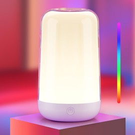 Touch Bedside Table Lamp, Desk Lamp Dimmable Small Lamp for Bedroom LED Lamp with Warm White Lights Multi-Color Nightstand Lamp for Living Room Home