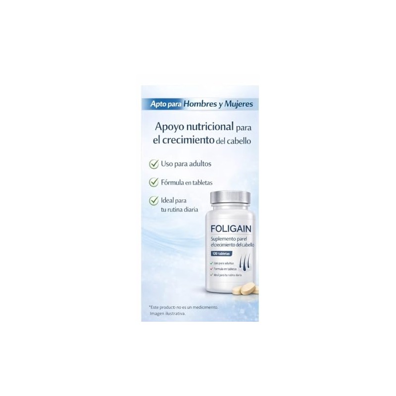 Foligain Suplemento Estimulante Para el recrecimiento del cabello 120 Tabletas