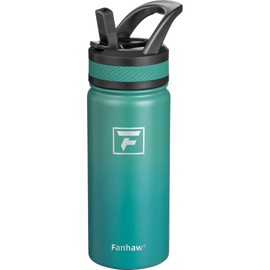 Fanhaw 18 Oz Kids Insulated Water Bottle with Straw Lid – Stainless Steel Double Wall Vacuum, Leak-Proof, BPA-Free Water Bottles for School Boys & Girls(Green Blue)