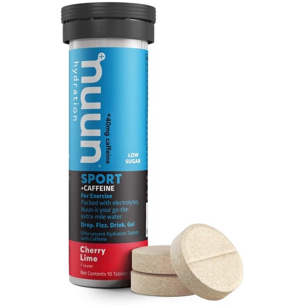 Nuun Sport + Caffeine: Electrolyte Drink Tablets, Cherry Limeade, 1 Tube (10 Servings), 10 Count (Pack of 1)