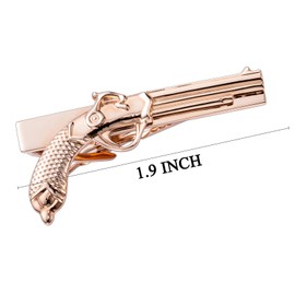 HAWSON Gun Tie Clips for Men Unique, Shiny Skinny Rose Gold Tie Bar Interest Tie Pins for Men 1.9 Inch, Theme Wedding Party Military Enthusiasts & Hunting Lover