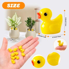 Makorobi 110 Pcs Yellow Mini Ducks Bulk Resin Duck Figurines for Miniature Landscape Garden Aquarium Potted Accessories Home Prank Game Dollhouse Decor Office Decompression