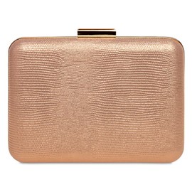 Caspar TA529 Elegant Women's Snake Skin Box Clutch Bag Evening Bag, Rose Gold