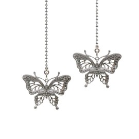 Ceiling Fan Pull Chain 12 inch Pull Chain Extension Fan Chain Extender Ceiling Fan Pulls Ornament with Ball Fan Chain Connector for Lighting Fans, 2 PACK (BUTTERFLY)