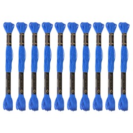 12 Skeins Embroidery Cotton Floss is 100% Egyptian Long Fiber Cotton of 8.75yds Each Cotton Cross Stitch Thread for Hand Embroidery DIY Creation and Friendship Bracelet String. (12, Blue)