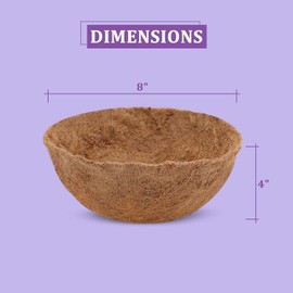 YORKING 6 Packs 8 Inch Hanging Basket Coco Coir Liners for Planters Replacement Natural Round Coconut Fiber Liner for Hanging Basket Garden Flower Pot Window Box Fence Outdoor (6 Pcs 8 inch)