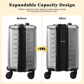 CENSIEN 16 Inch Carry On Luggage Airline Approved, Expandable Lightweight ABS+PC Hard Shell Suitcases with 360° Spinner Wheels, TSA Lock, YKK Zippers (Dark Gray, 1 PC)