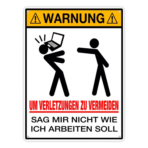 Metal Sign XL in 21 x 28 cm Warning in