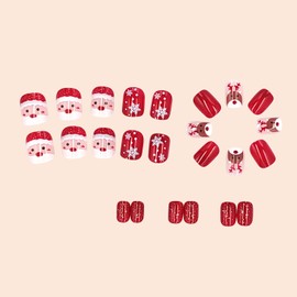 Nail Tip, Short False Nail Tip, Short Nail Christmas Design, DIY Nails, Easy, Gel Nail Stickers, Cute Christmas, Parties, Photo Accessories, Stand Out, Christmas Popular, 48 False Nail Supplies,