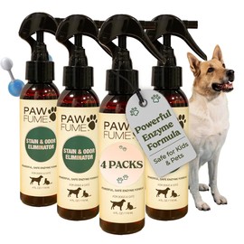 PAWFUME Stain & Pet Urine Odor Eliminator, 4-Pack – Removes Impurities in Seconds – Enzymatic Formula, Quick-Dry Action, & Eco-Friendly Ingredients – Upholstery, Fabrics, and Carpet Cleaner Spray