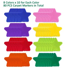 80PCS Carpet Markers Spot Markers for Classroom Star Floor Spots for Kids, Sitting Carpet Dots for Kids Magic Carpet Position Spots Circles Dots for Kids, Teachers, Preschool and Kindergarten