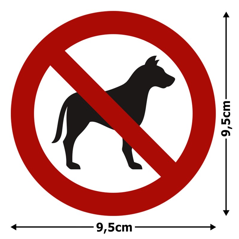 Pack of 5 Dog Prohibited Stickers 9.5 cm