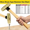 WEDO 32oz Brass Hammer,Solid Brass Mallet Hammer with Wooden Handle,Double