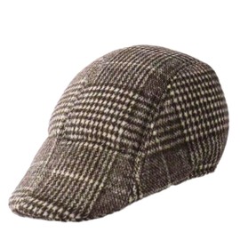 BOYSSPAA Flat Cap with Plaid Design Mens Caps UK Flat Fashion Beret Hat Men Newsboy Irish Beret Hat Driving Hunting Hat for Men Winter Spring Autumn Outdoor (UK, Alpha, One Size, Khaki)