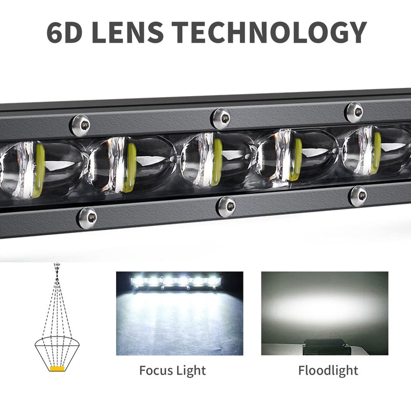 MAEZOE 8'' 60W Slim LED Light Bar – Single Row,