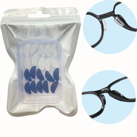 Eyeglasstor 10 Pairs Anti Slip Adhesive Glasses Nose Pads, Soft Sticky Silicone Eye Glass Nose Pads Grip for Full Plastic Frame Eyeglasses Sunglasses Repair Kit Clear and Black