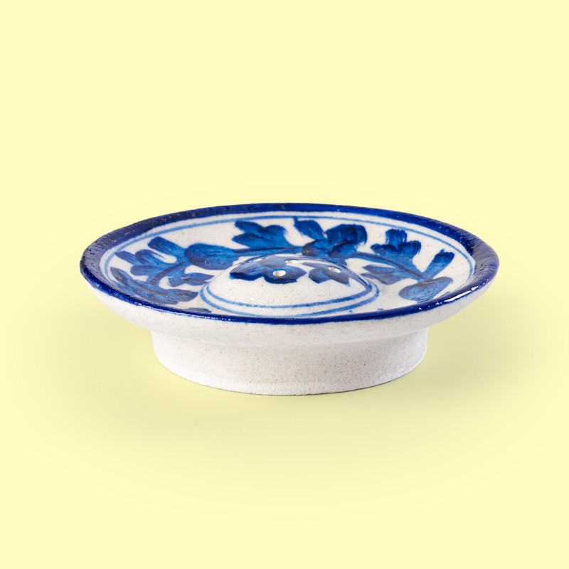 Tarini Gallery Blue Pottery Agarbatti Stand Ceramic Plate with Holes