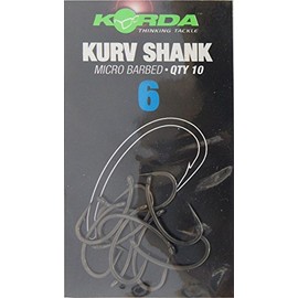 Korda Kurv Shank Barbed Hooks: 6